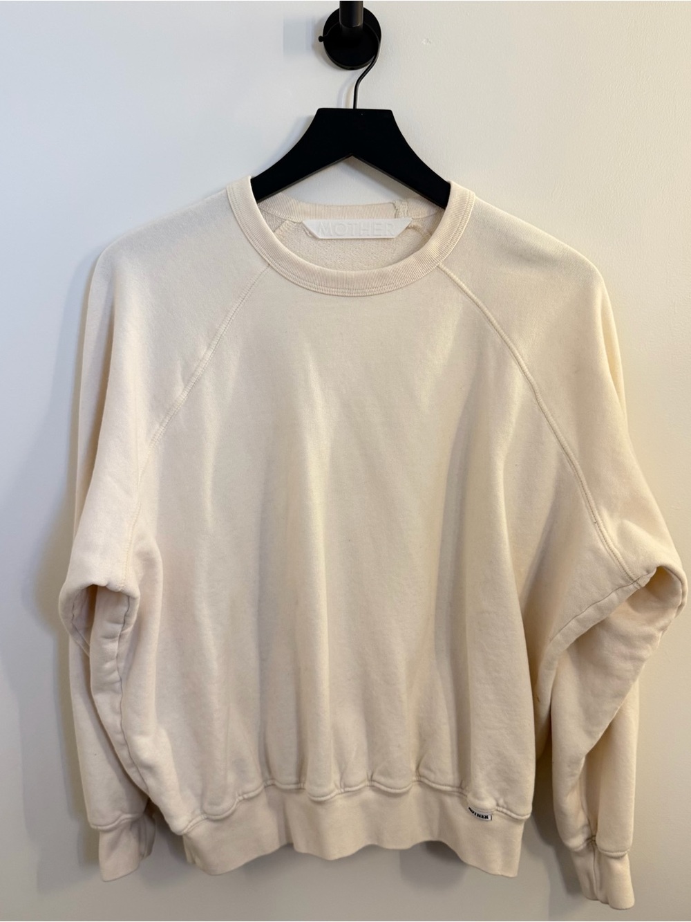 MOTHER The Biggie Crewneck Sweatshirt in Cream